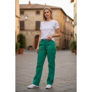 Columbia PFG Hiking Pants Womens Green Cargo Straight Leg Nylon Size 8 Regular